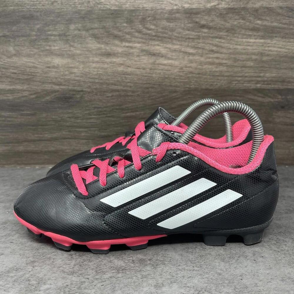 Adidas Conquisto J FG Soccer Cleats Girls Size 4.5 Black Pink B25594